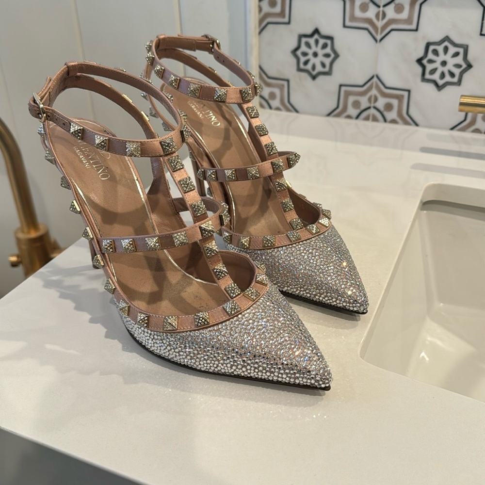 Valentino Rockstud Crystal Heels